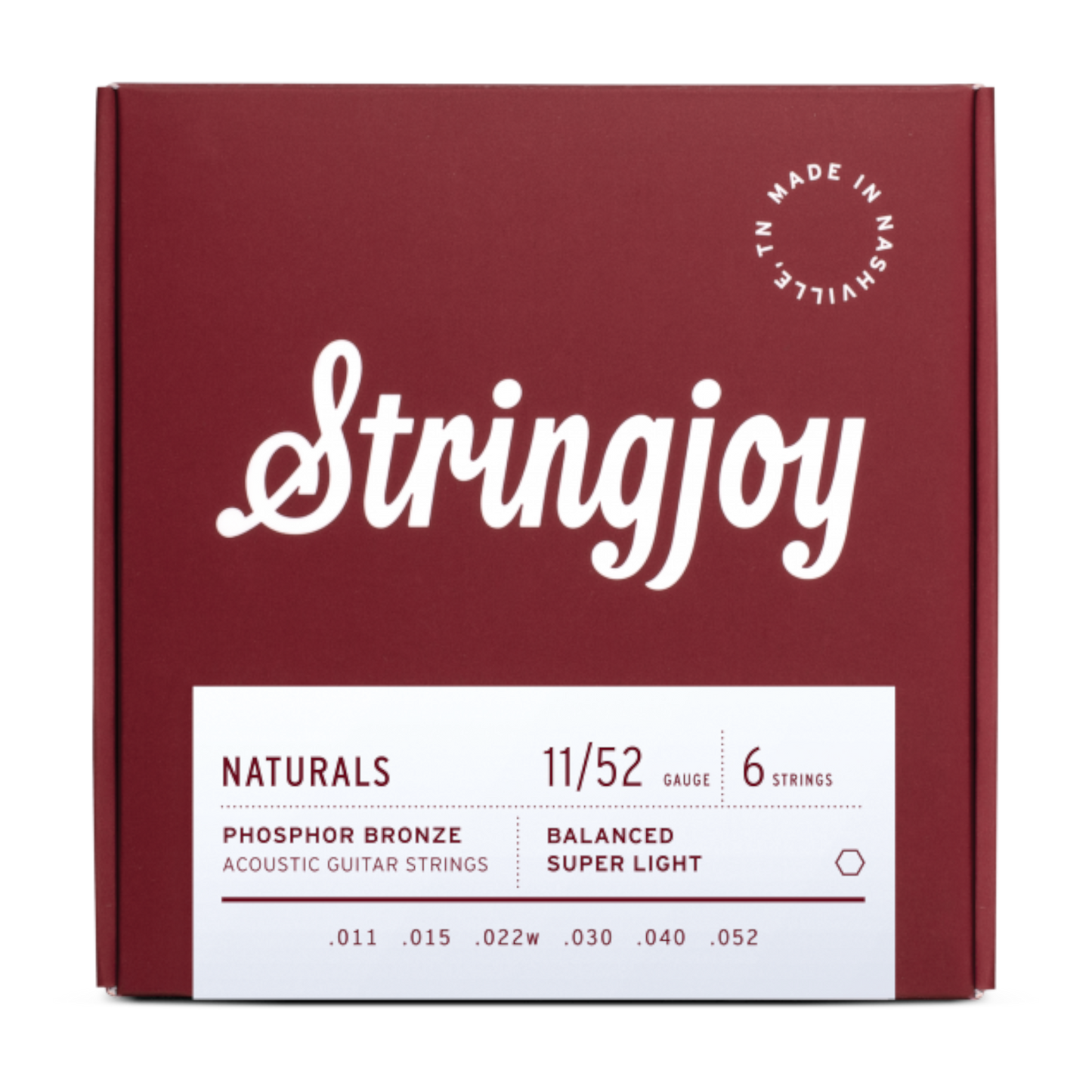 Stringjoy Naturals Super Light Gauge Bronze Wound Acoustic Guitar Strings