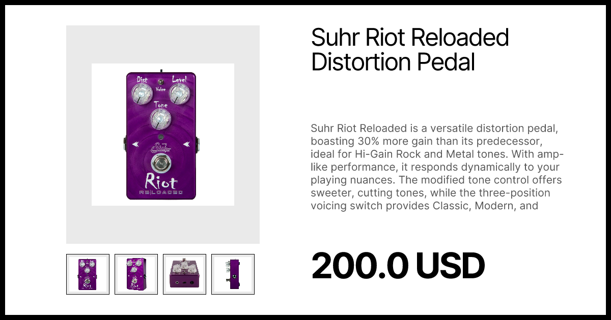 Suhr Riot Reloaded Distortion Pedal | Altitude Guitar